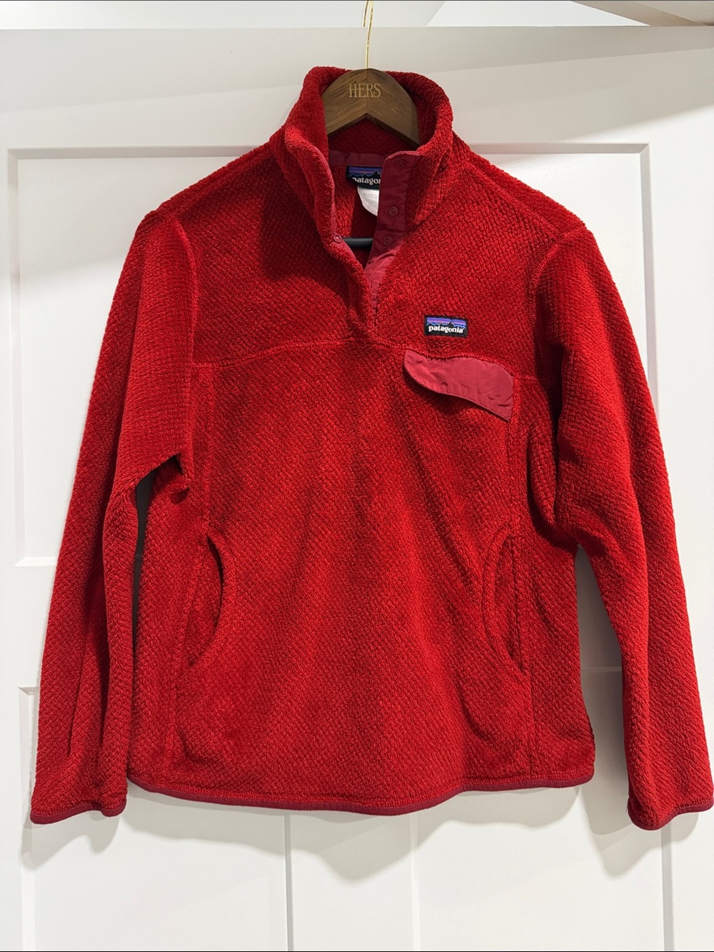Patagonia Crimson Red Snap-Neck Fleece Pullover
